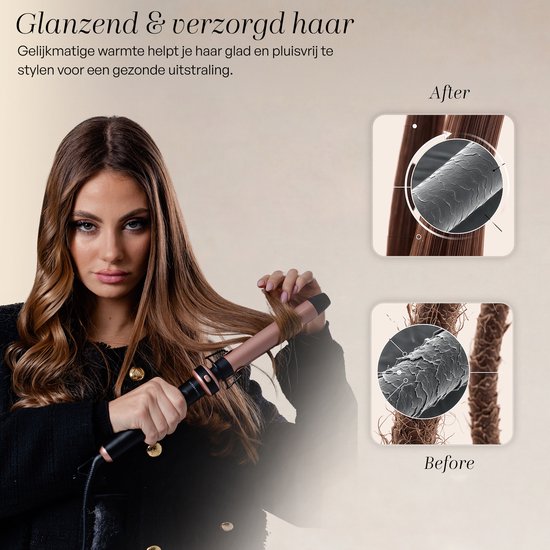 Sansbeauté® 6 in 1 Krultang met Klem - Keramische Haarkruller - 13mm tot 38mm - Beach Waves - Wavy Hair - Krultangen 32mm 25 mm 19 mm - Blowout Brush - Haarstyler - Hair Curler - Dunne en Dikke Krultang - Mini Krultang - Krultang Kort Haar