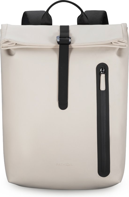 Pathsail Rolltop Rugzak - 13.5L - 15.6 inches - Beige - Waterafstotend - Metalen Gesp - Laptop Compartiment