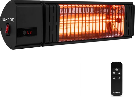 VONROC Sfeervolle terrasverwarmer – Volsini PRO – 2000W – Met instelbare warmteniveaus, timer, LCD-scherm en afstandsbediening