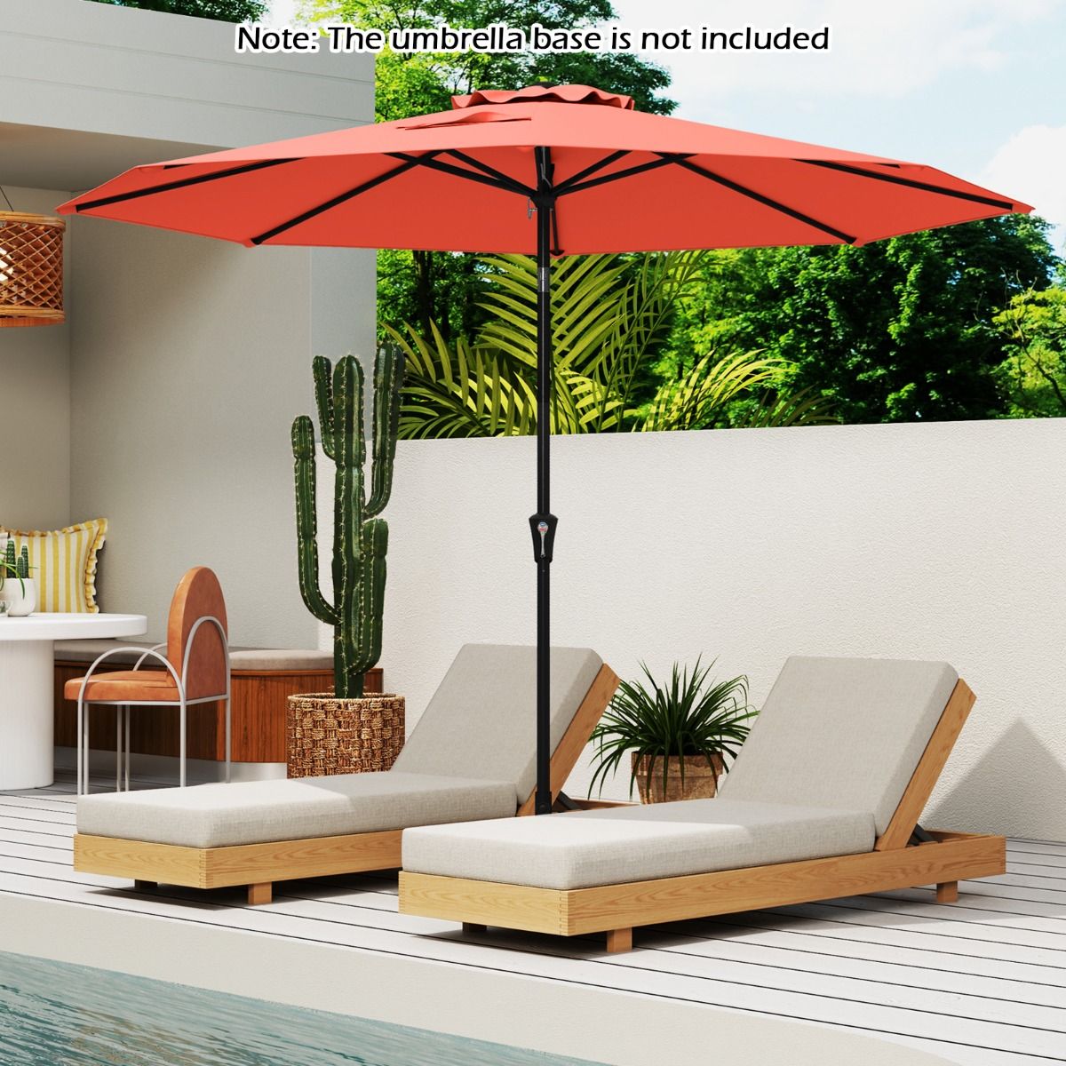 Coast 303x253 cm Terrasparasol Oranje – Kantelbare Parasol met Zwengel en 8 Baleinen voor Tuin, Terras en Zwembad