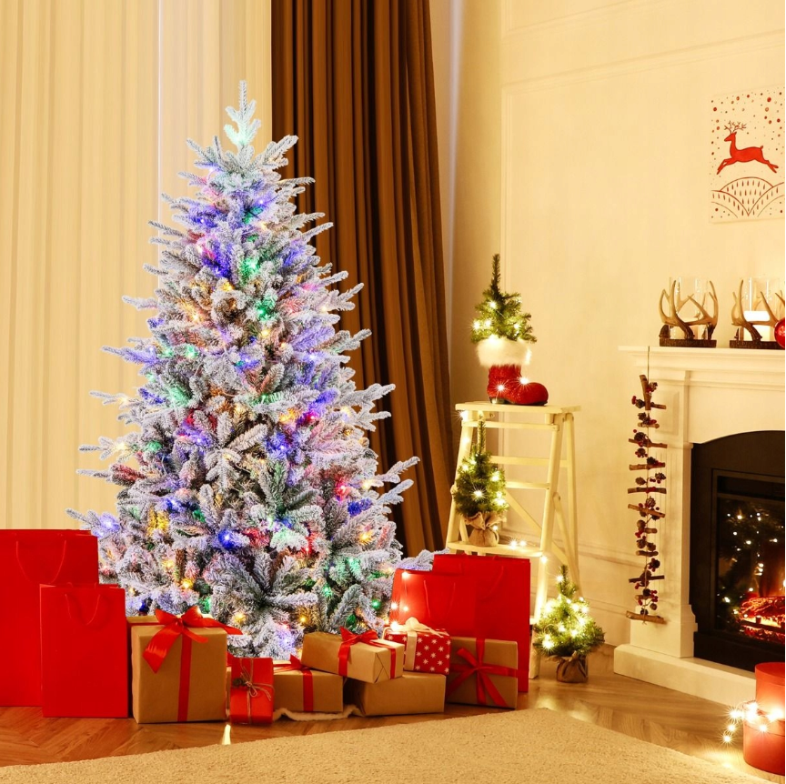 Kunstkerstboom met LED-verlichting – 186 cm – Groen/Wit – Coast