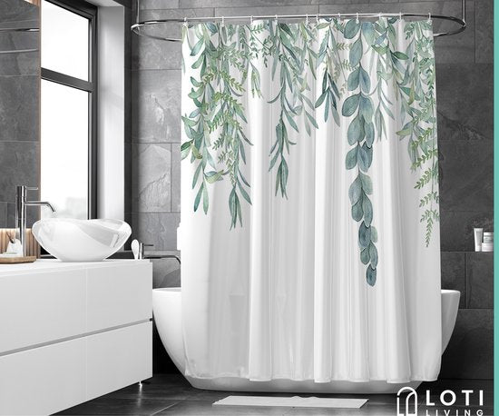 Loti Living Douchegordijn Anti Schimmel – Hangplant - Inclusief ringen – Waterdicht - Polyester - Douchegordijn 180x200 cm