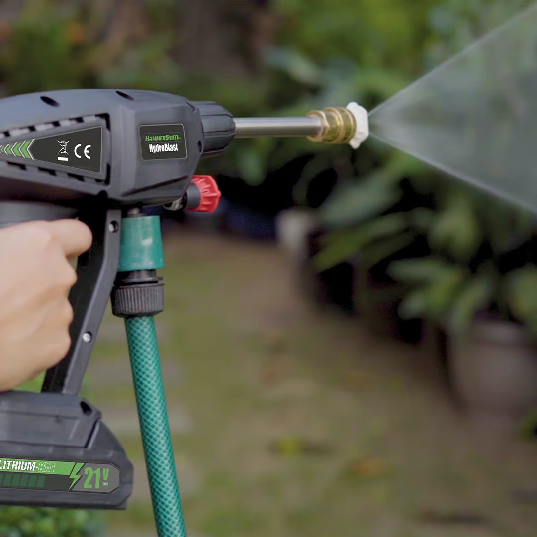 Hammersmith HydroBlast Accu Drukreiniger - Lichtgewicht en Compact - Werkt Zonder Wateraansluiting - Inclusief Accessoireset