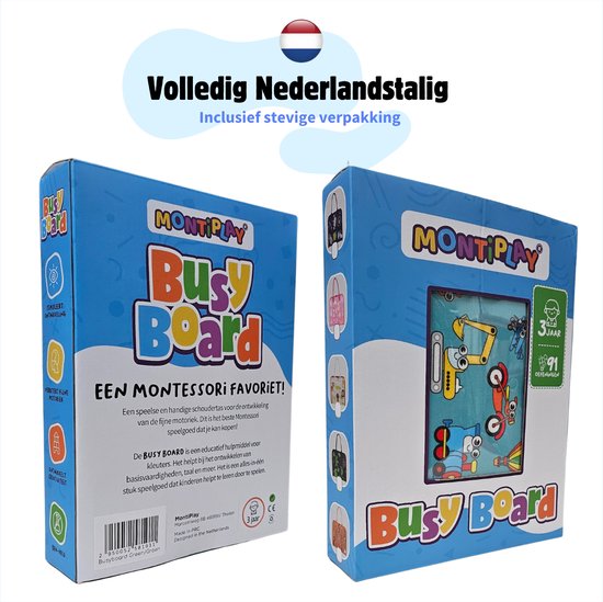 MontiPlay® Montessori Speelgoed - Sensorisch Speelgoed - Activiteitenbord - Busy Board - Montessori voor thuis - Educatief - Sensomotorisch Speelgoed - Groen