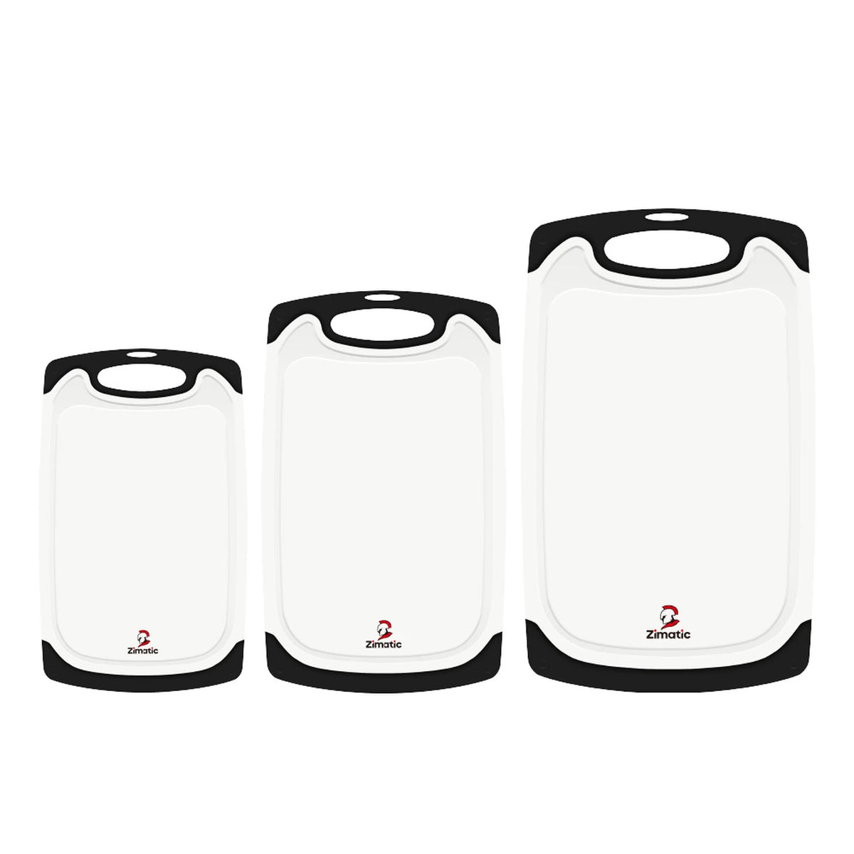 Zimatic Snijplankenset 3-Delig - Wit/Zwart - BPA-Vrij, Antislip Handvat
