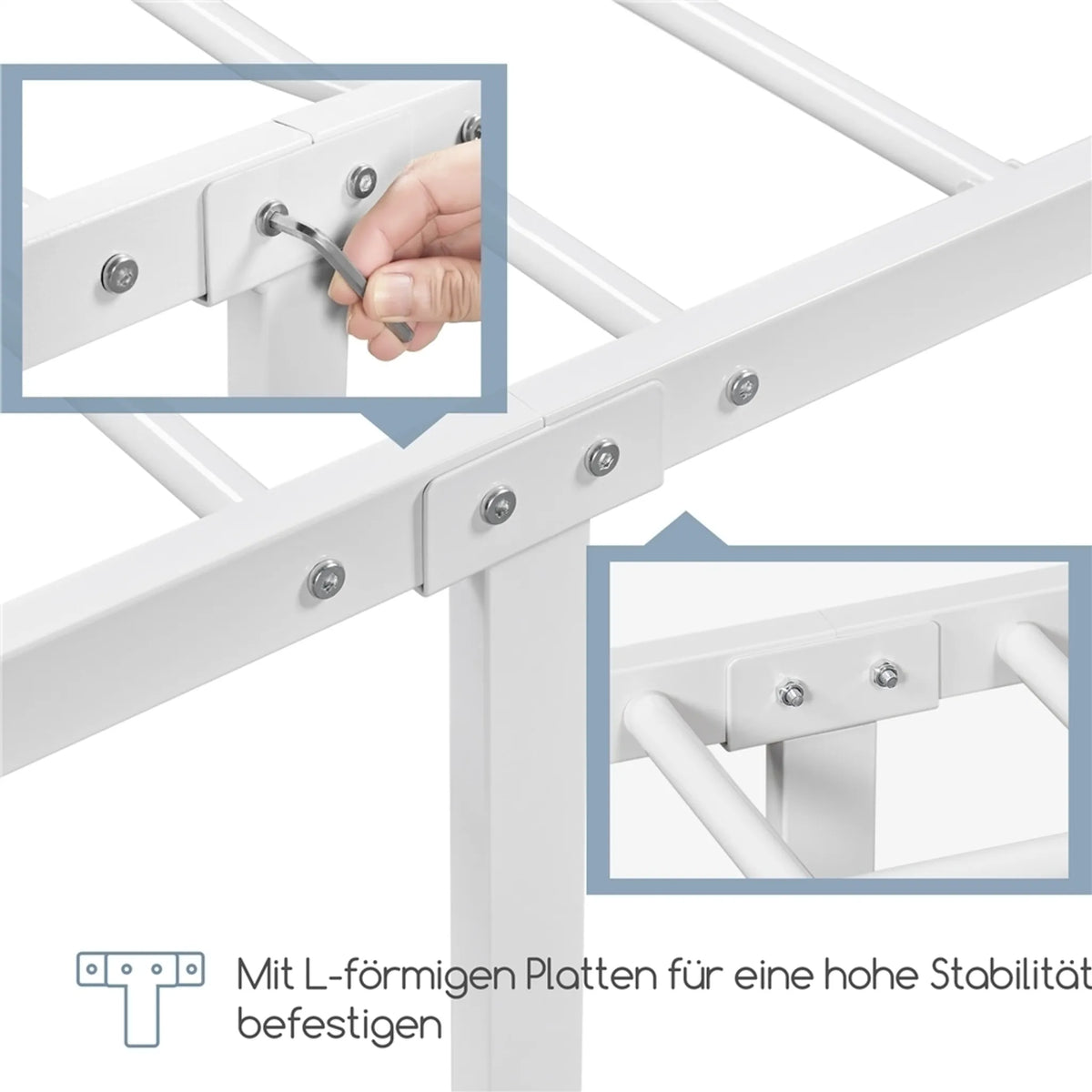 Yaheetech Klassiek Metalen Bed met Hoog Hoofdbord 160x200 cm – Wit – Metaal