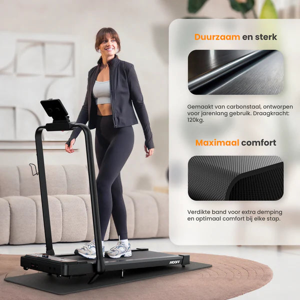 Moovv SmartStep Pro v3 Incline - Loopband Inklapbaar - Walking Pad met 10% Hellingfunctie – Opvouwbare Wandelband - Treadmill 1-12 km/u – Incl. Accessoires