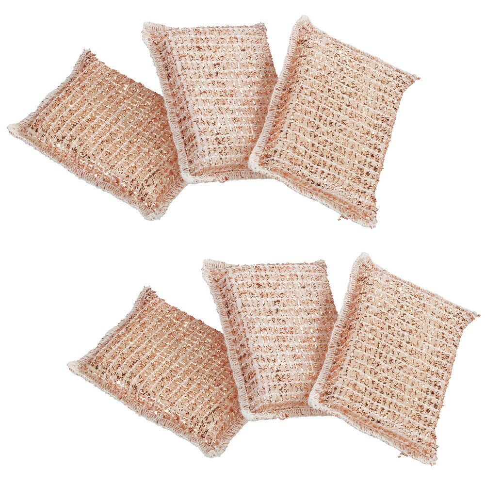 Wenko Koperspons Set van 6 - Krachtige Vuilverwijderaar - 110 x 70 x 30 mm - Koperkleur