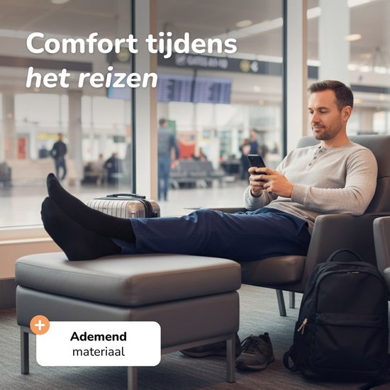 Alyze Compressie kousen - 2 paar - maat 39-42 - Steunkousen - Compressie sokken voor Hardlopen, Wandelen, Vliegtuig - Zwart