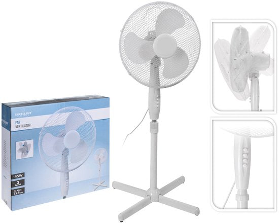Excellent Electrics - Staande ventilator - Statiefventilator - 40cm Wit - 45W