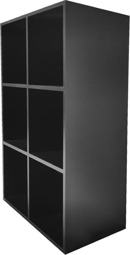 VVD Vakkenkast - 6 Open Vakken - 97.5x65.5x33 cm - Zwart