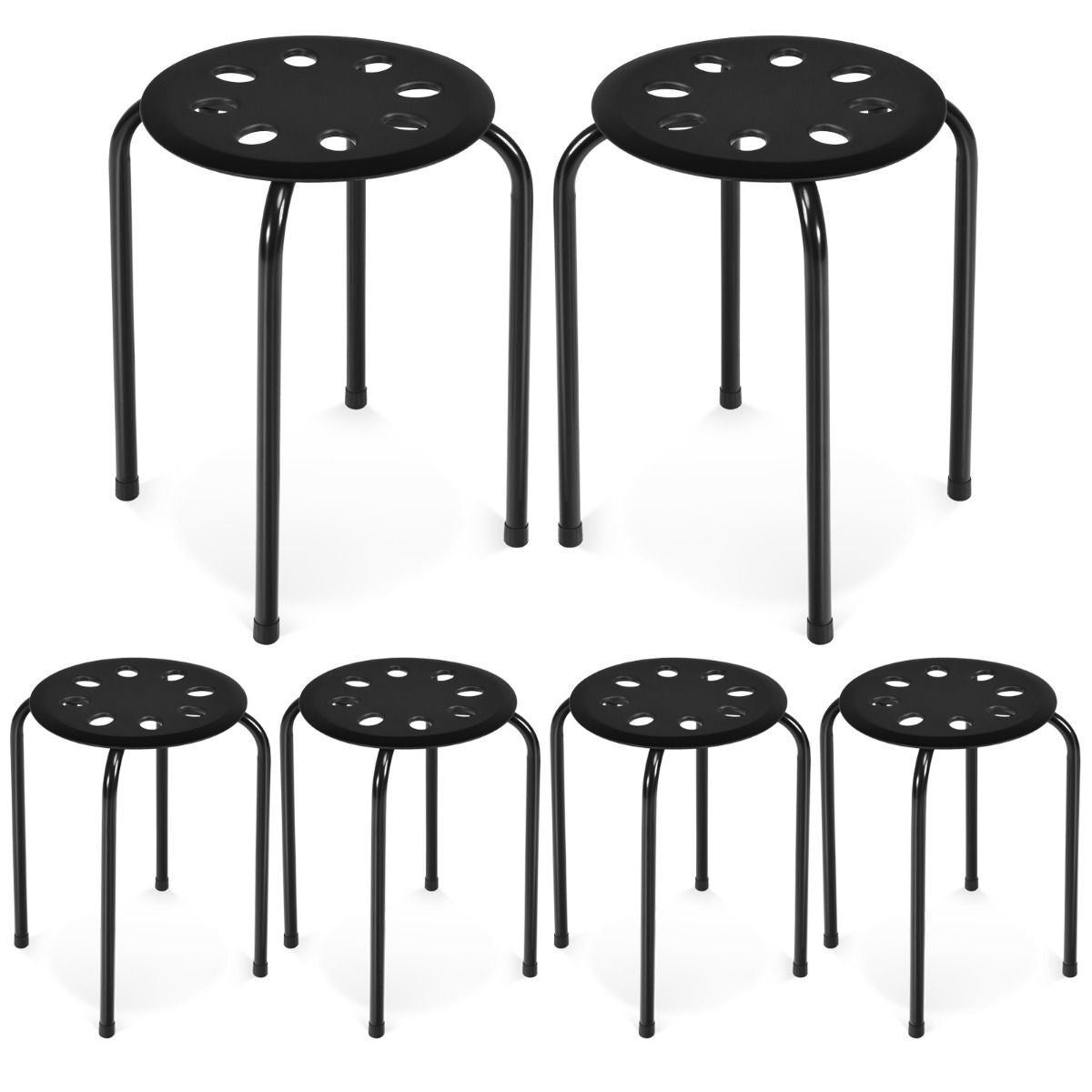 Stapelkruk Set van 6 Stapelbare Metalen Kruk Eetkamerkruk Kruk voor Thuis Kantoor Klaslokaal 44,5 cm Zithoogte 30 x 30 x 44,5 cm