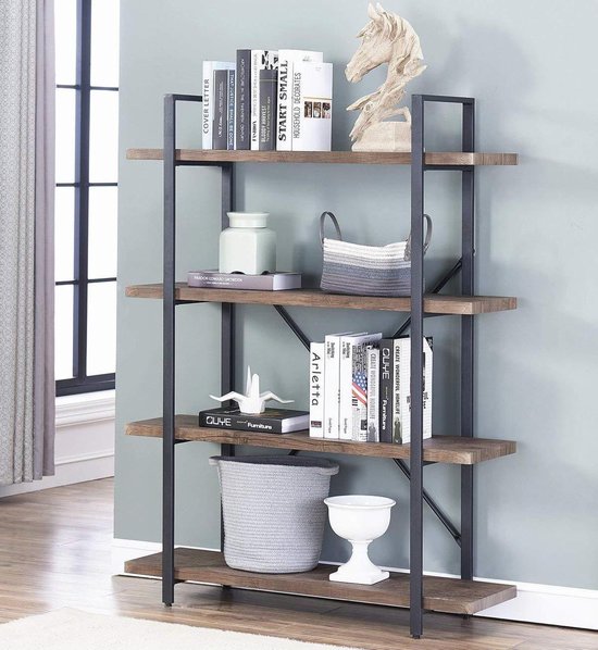 Wandkast boekenkast Stoer - industrieel design - 140 cm hoog