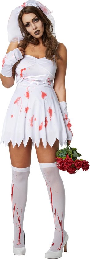 Dressforfun Sexy griezelbruid XL - verkleedkleding kostuum halloween verkleden feestkleding carnavalskleding carnaval feestkledij partykleding - 302248