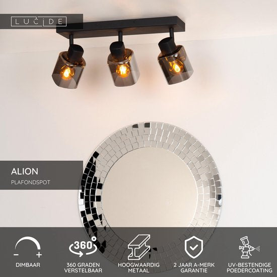 Lucide ALION - Plafondspot (Plafondlamp) - 3xE14 - Zwart