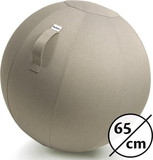 Bckz Zitbal Kantoor en Thuis 65 CM - Luxe Yoga Bal - Zitballen met Hoes - Ergonomische Bureaustoel Bal - Linnen Zandgrijs