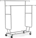 Yaheetech Kledingrek 128 x 55 x 173 cm - Zilver - Verrijdbaar - 130 kg - Dubbele Kledingstang