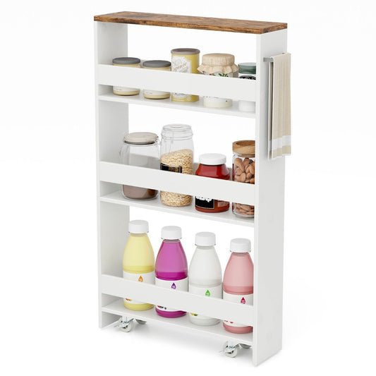 Coast Kruidenrek verrijdbaar - 4-Laags - Smal - 48 x 13 x 81 cm - Wit