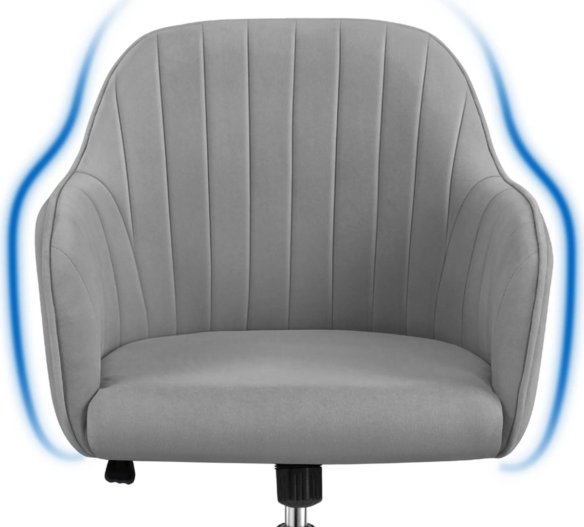 Yaheetech Bureaustoel Ergonomisch – Voorzien Van Luxe Fluwelen Bekleding En In Hoogte Verstelbare Gaslift En 360° Draaibare Nylon Wielen – Voor Kantoor En Studeerkamer – Lichtgrijs Metaal – 60 x 61 x 83-92,5 cm