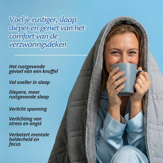 Ella Verzwaringsdeken 5 kg - Fluweel & Sherpa Fleece Zwaartedeken OEKO-TEX - Weighted Blanket 135 x 200cm - Verzwaarde Deken - Grijs