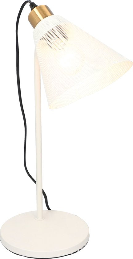 Luxe Grundig Tafellamp – E27 Fitting – 30cm – Wit – Met Aan/Uit Schakelaar – Stijlvolle Verlichting voor Jouw Interieur
