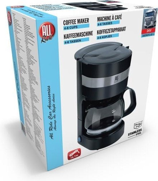All Ride Koffiezetapparaat 24V - Auto en Vrachtwagen - Filter Koffie - Warmhoudfunctie - Zwart