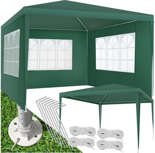 Tectake Partytent - Paviljoen - Opvouwbaar - Zijwanden - Waterdicht - 300 x 300 cm – Groen