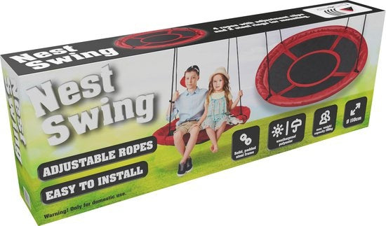 Nestschommel - 110cm - tot 150 KG - Zwart/Rood