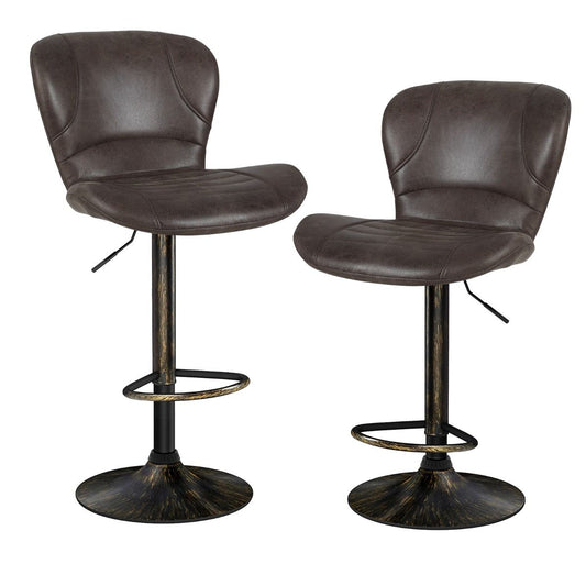 Coast Barkrukken Set van 2 - Verstelbaar 61-81 cm - Draaibaar met rugleuning en voetsteun - Bruin