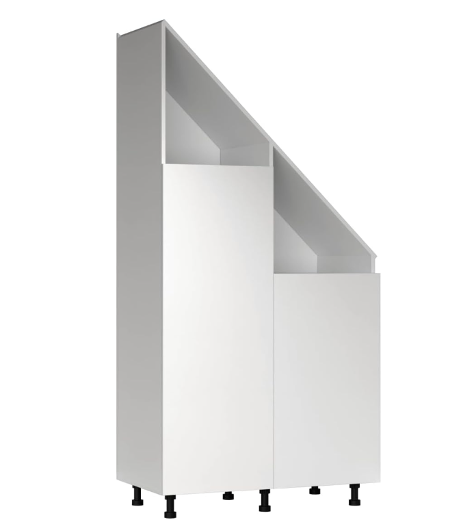 VDD Kledingkast voor Schuine Wand - 182 x 47 x 91 cm - Wit - Schuifdeuren - 2 Planken - Kledingstang