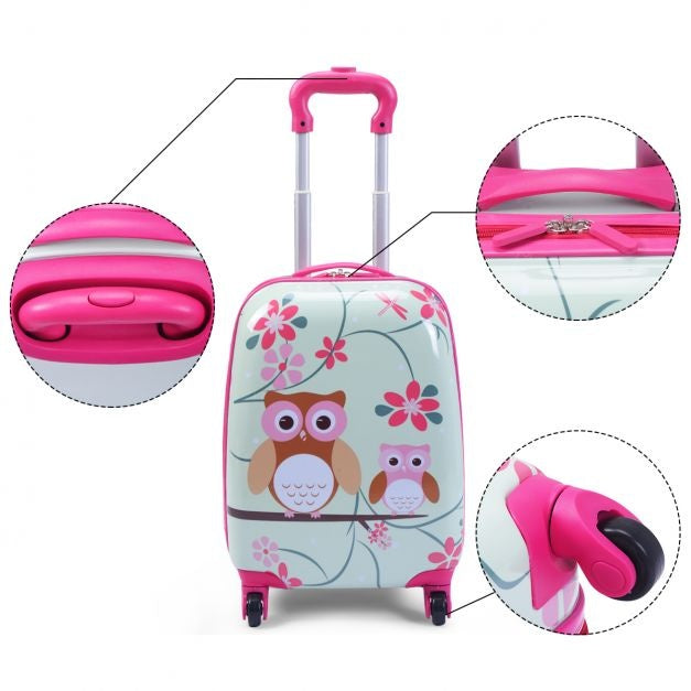 Coast Kinderkofferset 2-delig Kindertrolley + Rugzak Bloemen Blauw + Roze