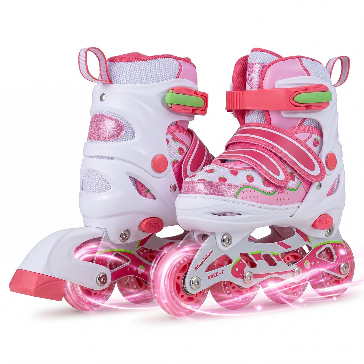 Coast Kinder Inline Skates - 4 maten verstelbaar - Verlichte wielen - Roze