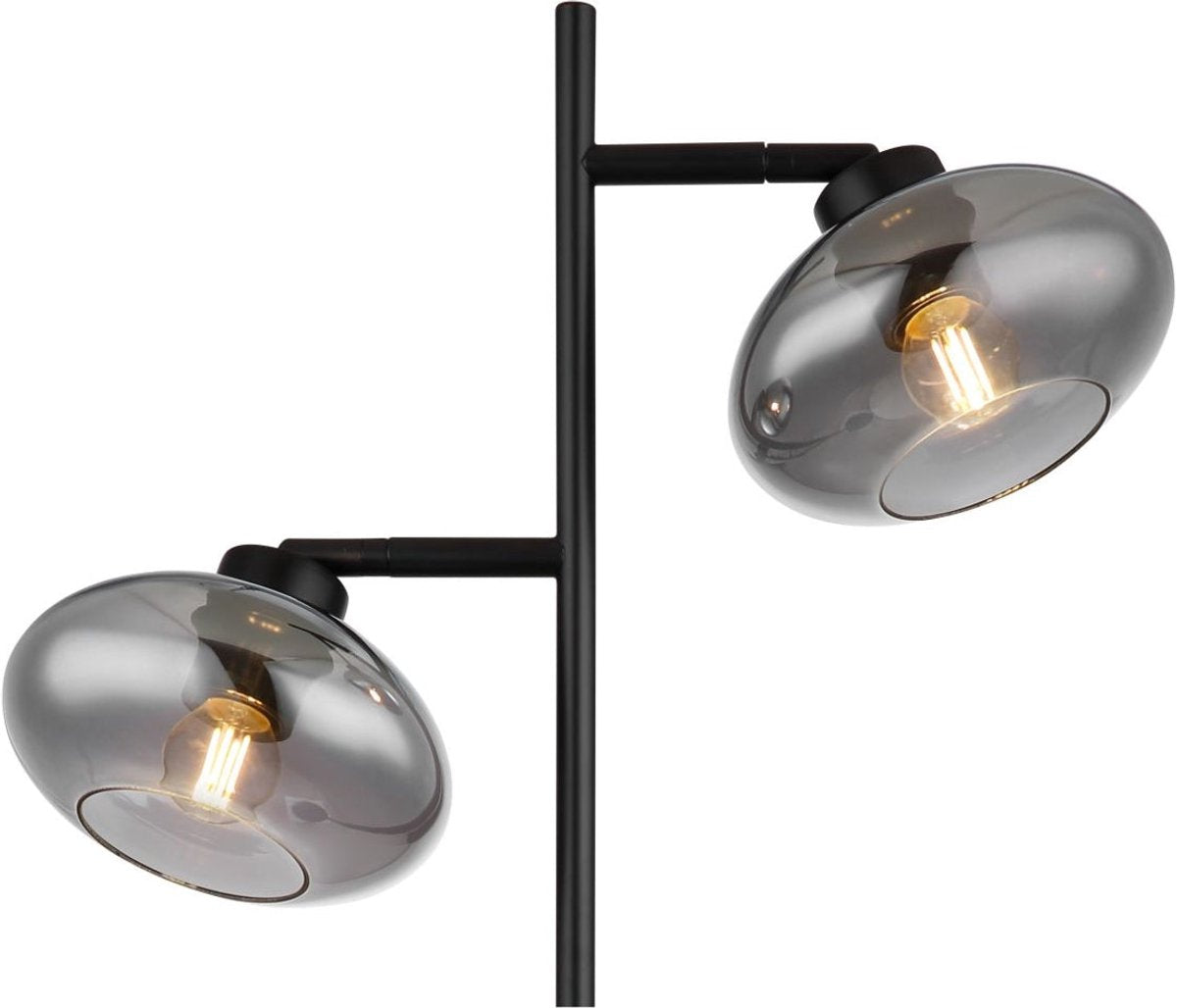 Globo Riha Vloerlamp - Zwart Metaal met Rookglas - 155 cm - 6xG9 LED
