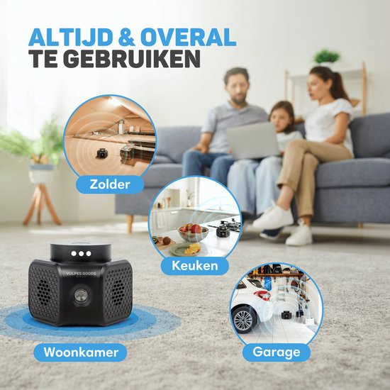 Vulpes Goods® Verjager - Muizenverjager - Ultrasone Verjager - Ongedierte Verjager Voor Binnen - Rattenverjager - Muizen Bestrijding - 360 graden & 4 modi - Pest Repeller - PRO Zwart