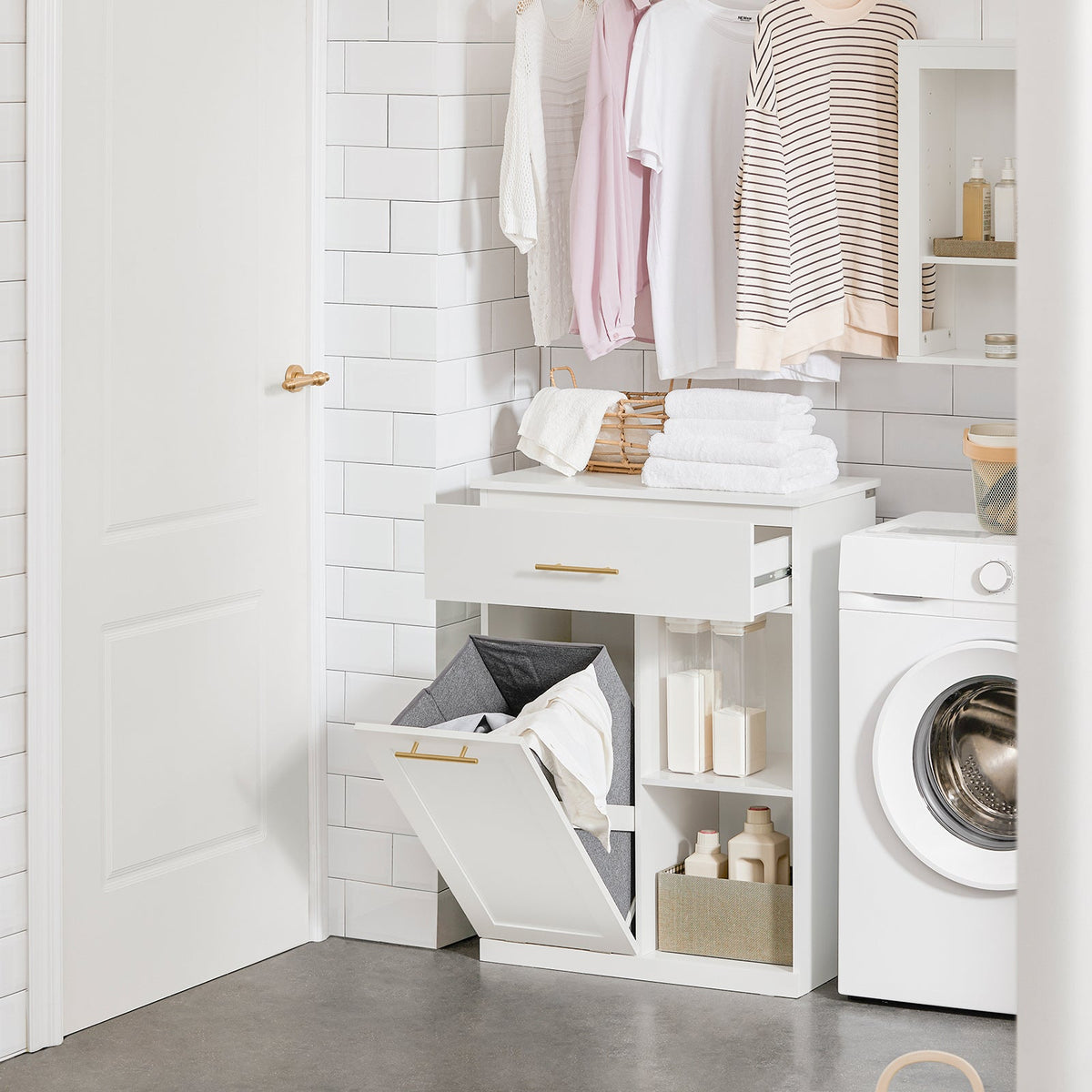 SoBuy waskast - 66 x 37 x 95cm - wit