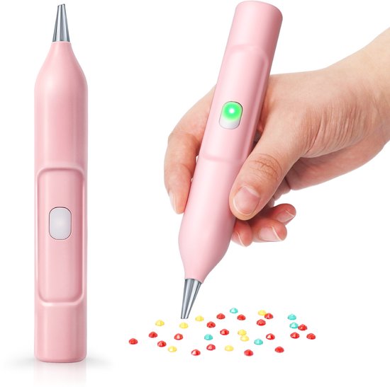 Rubye® – Elektrische Diamant Schilder Pen – Met Vacuümtechniek – Oplaadbaar via USB-C – Comfortabel in Gebruik – Voor Ronde en Vierkante Steentjes – Roze