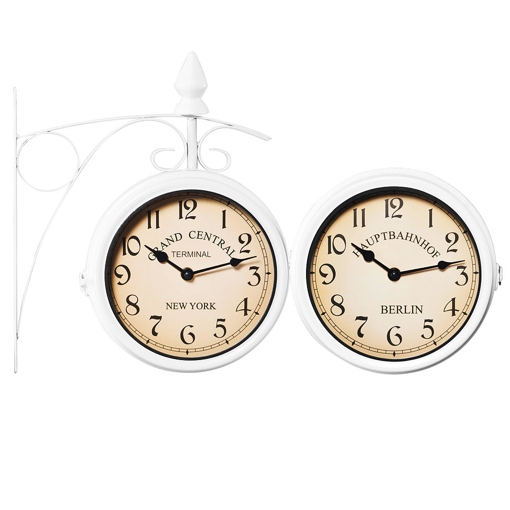 Monzana Retrostyle Stationsklok/ Klok - 29 x 9,5 x 32,5 cm -Wit