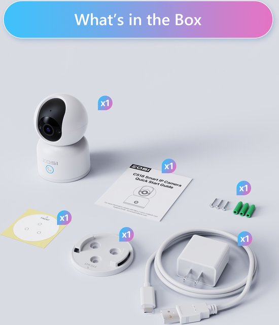 Fuegobird ZOSI C518 Indoor IP Camera - 3MP - Intercomfunctie - Beveiligingscamera - Huisdiercamera - Baby camera - Compatibel met 2.4G/5G WIFI - Werkt met app - Wit