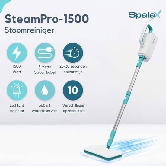 Spalax SteamPro Stoomreiniger & Handstomer - Tapijtreiniger / Vlekkenreiniger - Stoomreinigers - Stoomapparaat - Vloer, Bank, Tapijt