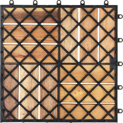 tectake Tabula Tuintegels – 40-delige Set – Acaciahout – Kliksysteem – 31 x 31 cm