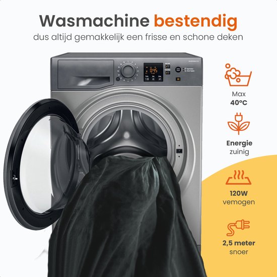 Goliving Elektrische Fleece Plaid - Warmtedeken - Verwarmende Fleecedeken - Elektrische Deken - 3 Warmtestanden - Machinewasbaar - 120 Watt - 2.5 Meter Snoer - Sherpa Flanel - 160 x 120 cm - Donkergrijs