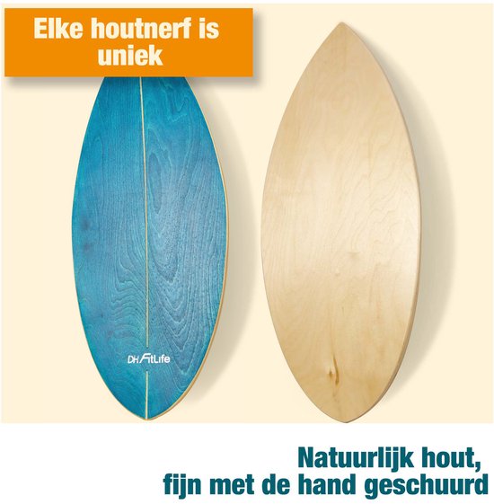 DH FitLife Houten Balance Board met Rocker Vorm – Balansbord voor Kinderen & Volwassenen – Indoor Fitness & Core Training, Groen