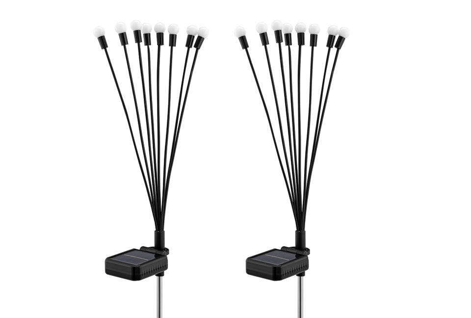 Hortensus Firefly Solar Lights – Set van 2, LED-verlichting & IP44 Waterdicht – 67,5 x 6,5 x 4 cm – Zwart