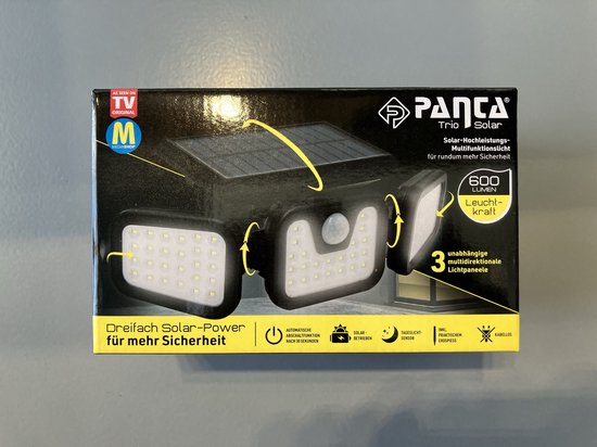 Media Shop Panta TrioSolar - Solar Buitenlamp met Sensor - 74 LED - 600 Lumen