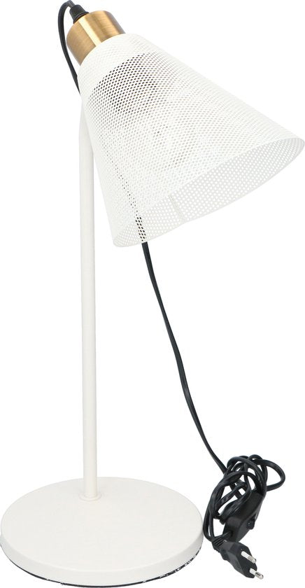 Luxe Grundig Tafellamp – E27 Fitting – 30cm – Wit – Met Aan/Uit Schakelaar – Stijlvolle Verlichting voor Jouw Interieur