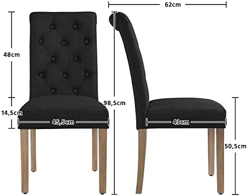 Yaheetech eetkamerstoelen met hoge rugleuning - set van 2 - zwart