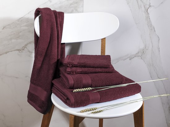 DoubleDry XL Handdoeken 70 x 140 - set van 6 - Hotel kwaliteit 500 g/m2 - 6x Bordeaux Rood