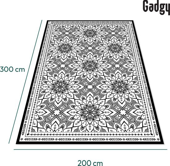 Gadgy Buitenkleed – Dubbelzijdig Tuintapijt, Weer- & UV-bestendig – 300 x 200 cm – Zwart/Wit