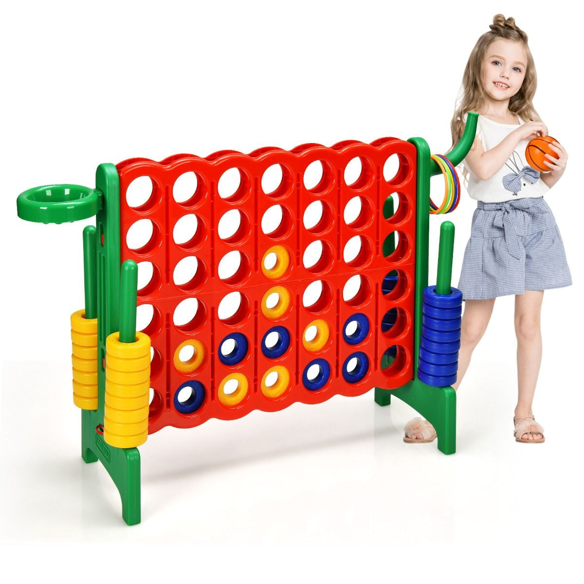 Coast Vier Op Een Rij Speelset - Extra Groot - 74 cm Hoog - Groen/Rood