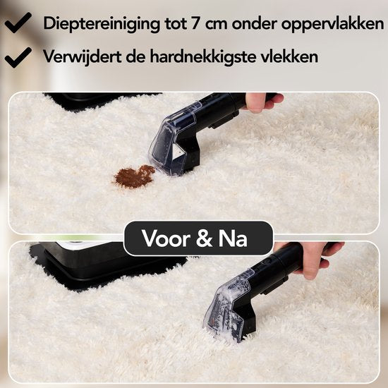 Brixy Professionele Tapijtreiniger - Vlekkenreiniger - 2 Borstels - Krachtig En Draagbaar - Bank Reiniger - Meubelreiniger - Zetelreiniger - 750W - Incl. Reinigingsmiddel